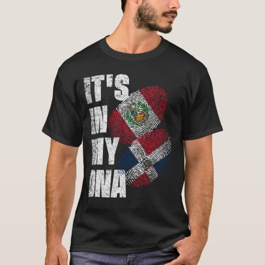 Peruaanse en Dominicaanse Mix DNA-vlaggenwerelderf T-shirt (Voorkant)