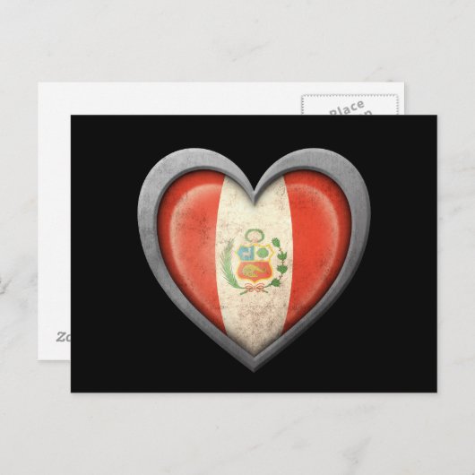 Peruaanse hartvlag met metaaleffect briefkaart (Voorkant / Achterkant)