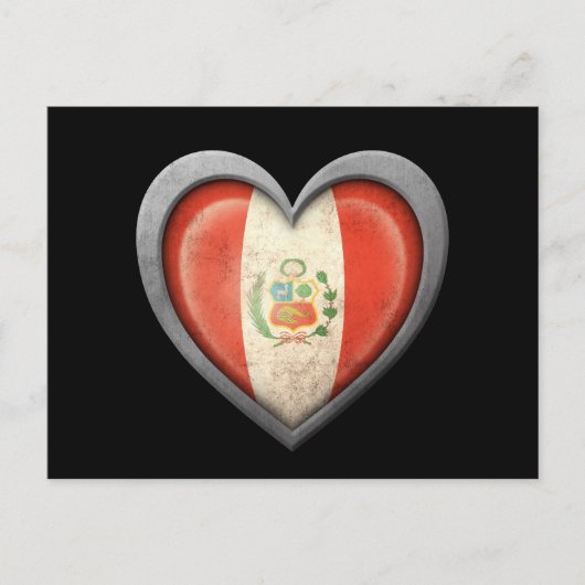 Peruaanse hartvlag met metaaleffect briefkaart (Voorkant)