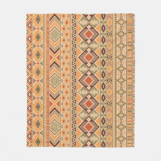Peruaanse Indiër: Tribal Geometric Naadloos Fleece Deken (Voorkant)