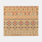 Peruaanse Indiër: Tribal Geometric Naadloos Fleece Deken (Voorkant (Horizontaal))