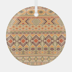 Peruaanse Indiër: Tribal Geometric Naadloos Glas Ornament