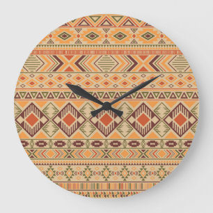 Peruaanse Indiër: Tribal Geometric Naadloos Grote Klok