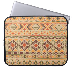 Peruaanse Indiër: Tribal Geometric Naadloos Laptop Sleeve