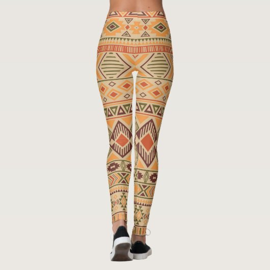 Peruaanse Indiër: Tribal Geometric Naadloos Leggings (Achterkant)