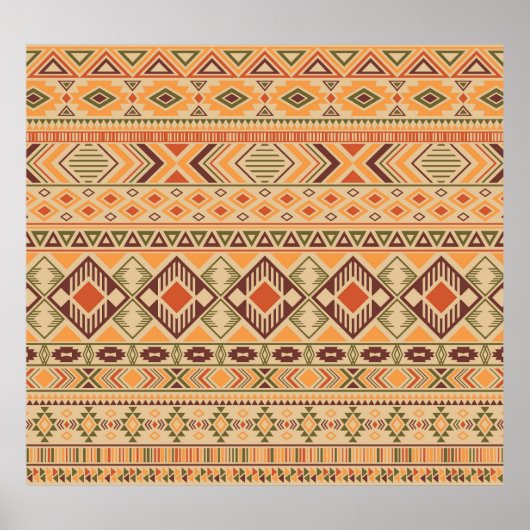 Peruaanse Indiër: Tribal Geometric Naadloos Poster (Voorkant)