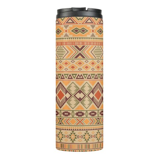 Peruaanse Indiër: Tribal Geometric Naadloos Thermosbeker (Achterkant)