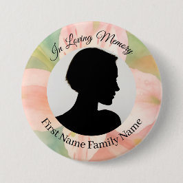 Peruaanse lelie pastel herdenkingsfoto knop ronde button 7,6 cm