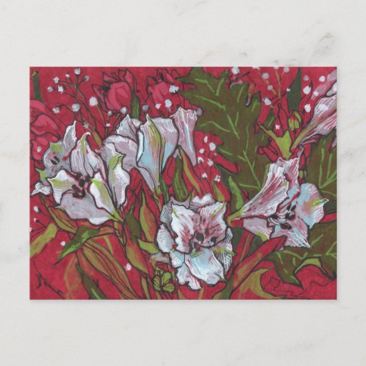 Peruaanse Lilies Spring Flowers Floral Art Sketch Briefkaart (Voorkant)