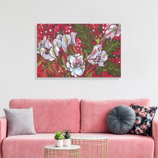Peruaanse Lilies Spring Flowers Floral Art Sketch Canvas Afdruk (Insitu (Woonkamer))