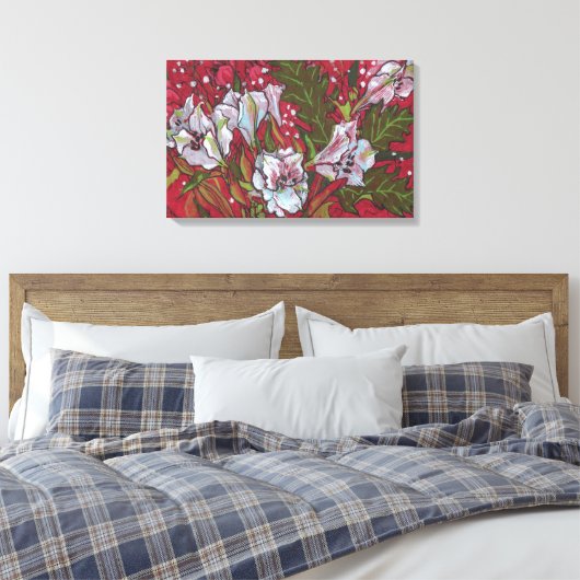 Peruaanse Lilies Spring Flowers Floral Art Sketch Canvas Afdruk (Insitu (Slaapkamer))