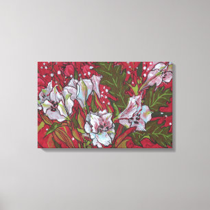 Peruaanse Lilies Spring Flowers Floral Art Sketch Canvas Afdruk