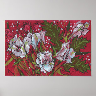 Peruaanse Lilies Spring Flowers Floral Art Sketch Poster