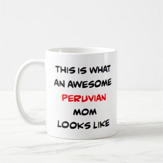 Peruaanse moeder, geweldig koffiemok (Links)
