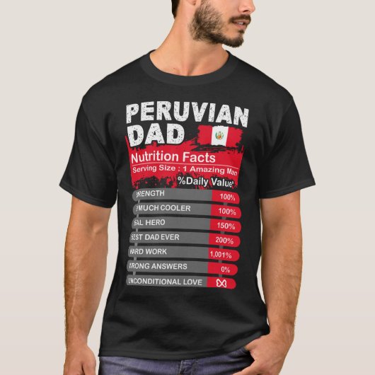 Peruaanse pap Nutrition Facts Serving Size Tshirt (Voorkant)