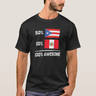 Peruaanse Puerto Ricaanse vlag half Peru half Puer T-shirt