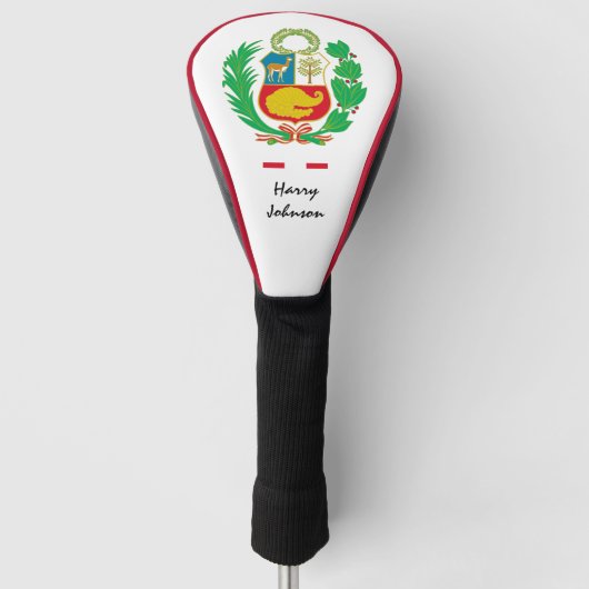 Peruaanse vlag en Peru Monogrammed Golf Clubs Hoes Golfheadcover (Voorkant)