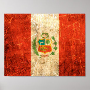 Peruaanse vlag, gekraatst en versleten Poster