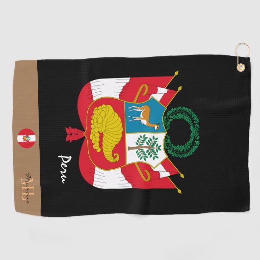 Peruaanse vlag & Peru, monogrammen / Golfhanddoek (Horizontaal)