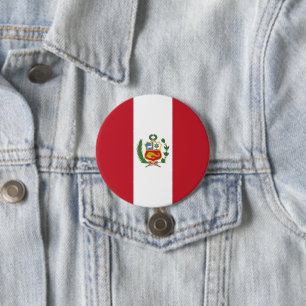 Peruaanse vlag ronde button 7,6 cm
