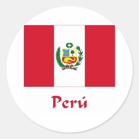 Peruaanse vlag ronde sticker (Voorkant)
