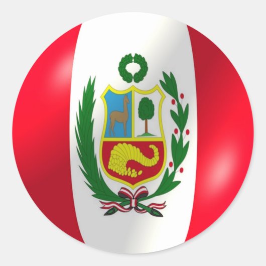 Peruaanse vlag ronde sticker (Voorkant)