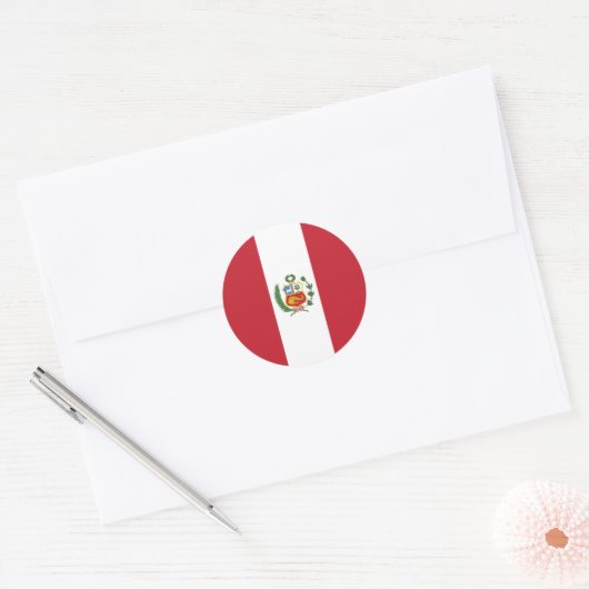 Peruaanse vlag ronde sticker (Envelop)