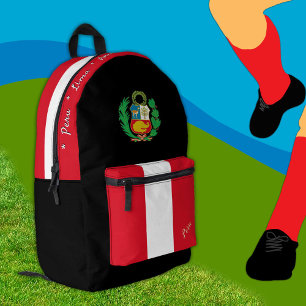 Peruaanse vlag rugzak, Peru, patriot zwart Bedrukte Rugzak