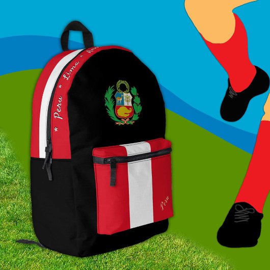 Peruaanse vlag rugzak, Peru, patriot zwart Bedrukte Rugzak