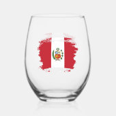 Peruaanse vlag wijnglas zonder voet (Voorkant)