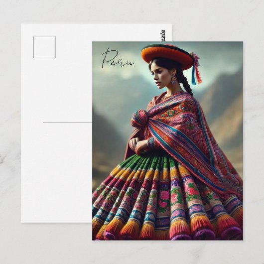 Peruaanse vrouw in traditionele klederdracht briefkaart (Voorkant / Achterkant)