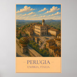 Perugia, Italië – Oude Reisposter Poster