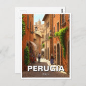 Perugia Italië Reizen Briefkaart (Voorkant / Achterkant)