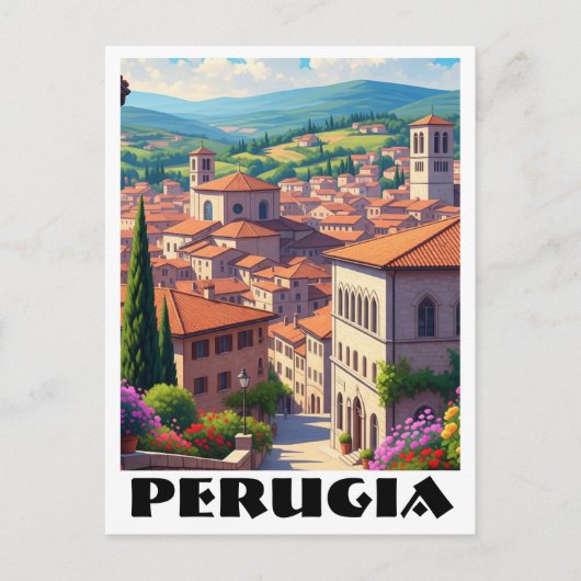 Perugia Italië Reizen Briefkaart (Voorkant)