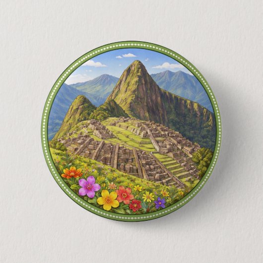 Peru's Machu Picchu Ronde Button 5,7 Cm (Voorkant)