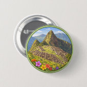Peru's Machu Picchu Ronde Button 5,7 Cm (Voorkant /achterkant)