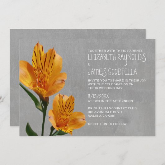 Peruviaanse Lily Wedding Invitations Kaart (Voorkant / Achterkant)