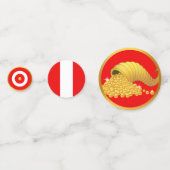 Peruviaanse vlag & Gouden Hoorn des Overvloeds Taf Confetti (Voorkanten)