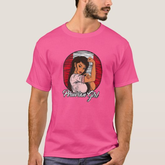 Peruviaanse Vlag Peru Peruviaans Meisje T-shirt (Voorkant)