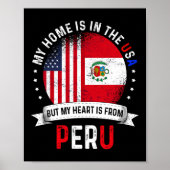 Peruvian American Patriot Heart Is From Peru Flag  Poster (Voorkant)