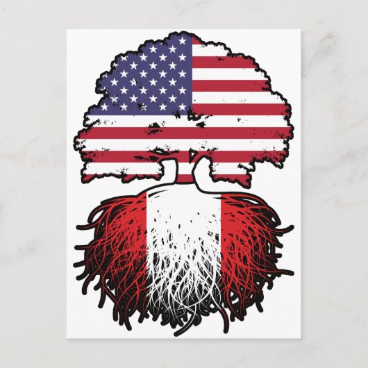 Peruvian American USA Tree Roots Flag Briefkaart (Voorkant)