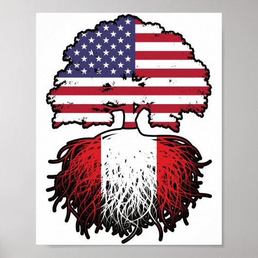 Peruvian American USA Tree Roots Flag Poster (Voorkant)