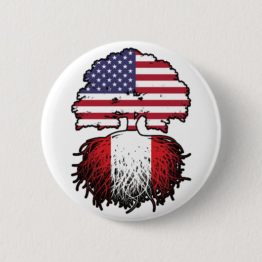 Peruvian American USA Tree Roots Flag Ronde Button 5,7 Cm (Voorkant)