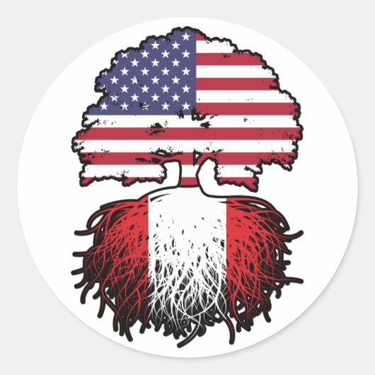 Peruvian American USA Tree Roots Flag Ronde Sticker (Voorkant)