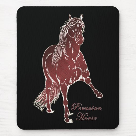 Peruvian Horse Woodcut Muismat (Voorkant)