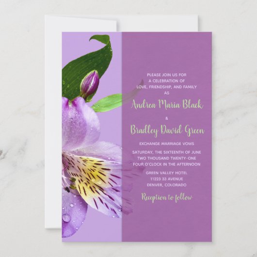 Peruvian Lily Wedding Invitation Kaart (Voorkant)