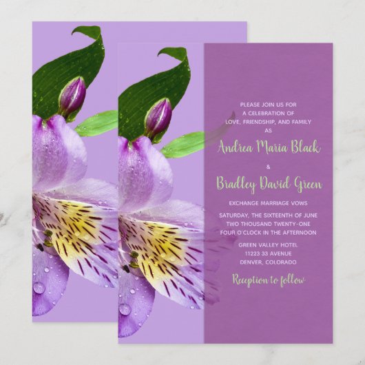 Peruvian Lily Wedding Invitation Kaart (Voorkant / Achterkant)
