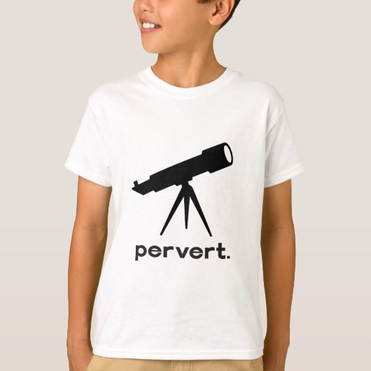 Pervert met telescoop Funny Parodie Humor T-shirt (Voorkant)
