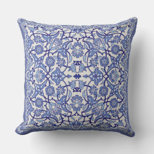 Perwinkle Blauw Wit Patroon Kussen