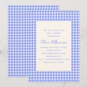 Perwinkle Gingham Plaid Schattige Baby shower Kaart (Voorkant / Achterkant)